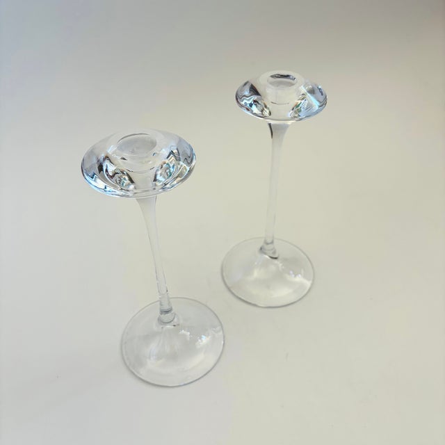 Kosta Boda Kosta Boda Sweden Fanfare Glass Candlestick Holders - Set of 2 For Sale - Image 4 of 10