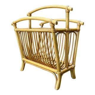 Vintage Bent Rattan Magazine Rack For Sale