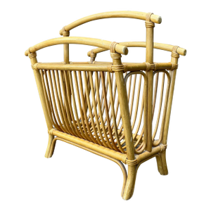 Vintage Bent Rattan Magazine Rack