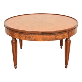 Baker Furniture French Regency Louis XVI Burled Wood Coffee Table or Cocktail Table, Circa 1960s For Sale