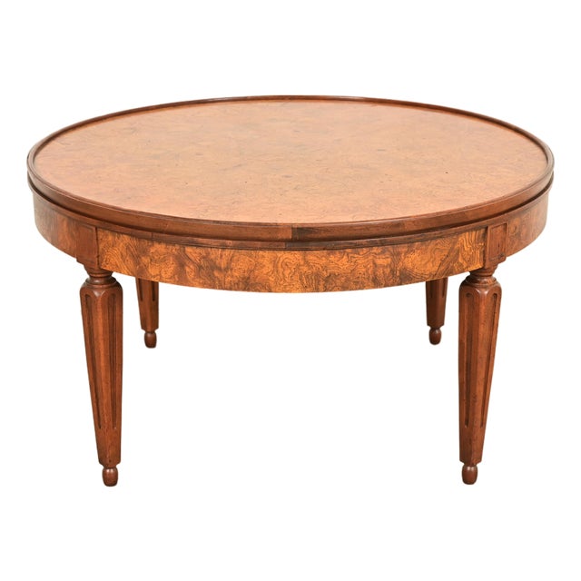 Baker Furniture French Regency Louis XVI Burled Wood Coffee Table or Cocktail Table, Circa 1960s For Sale