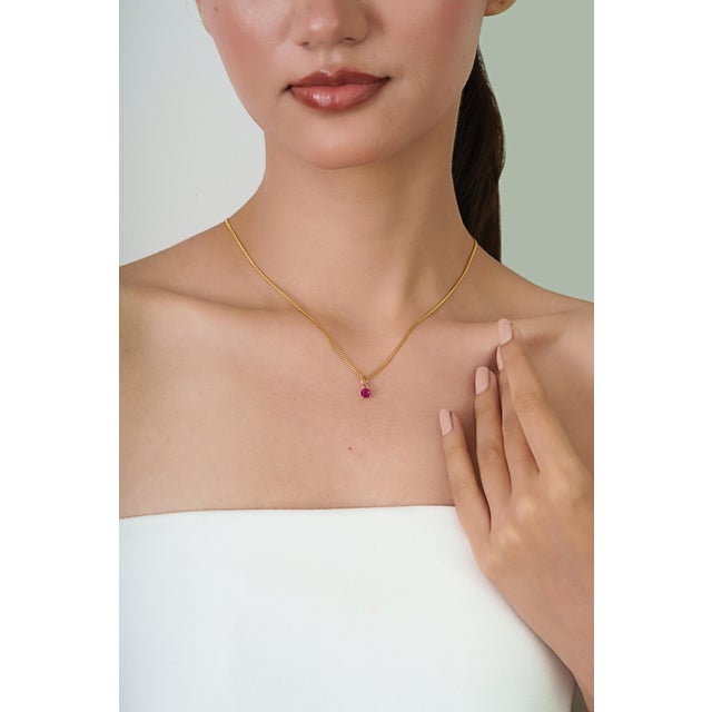 Not Yet Made - Made To Order Brilliant Cut Ruby Solitaire Pendant in 14k Yellow Gold For Sale - Image 5 of 12