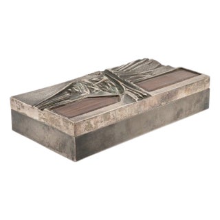 Italian Mid-Century Bronze and Enamel Box by Del Campo For Sale