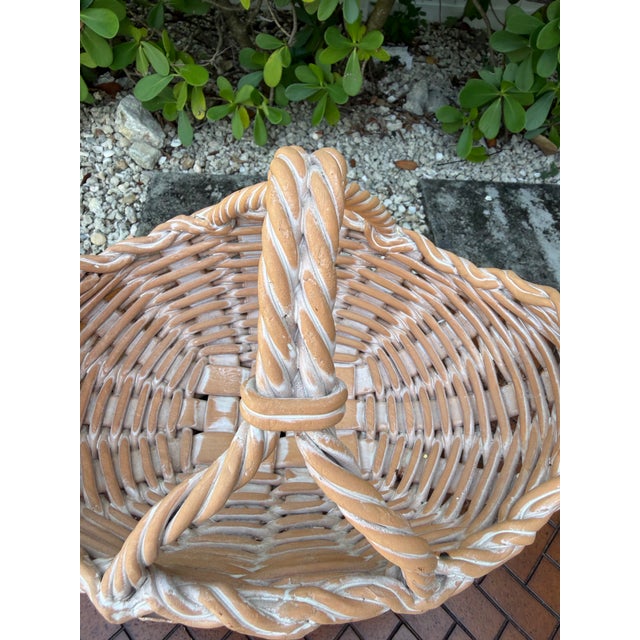 Contemporary Vintage 15” Italian Handcrafted Ceramic Basket Centerpiece For Sale - Image 3 of 12