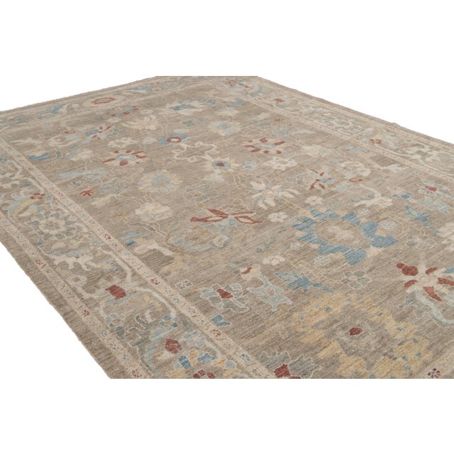 Modern Floral Sultanabad Handmade Wool Rug For Sale - Image 9 of 10