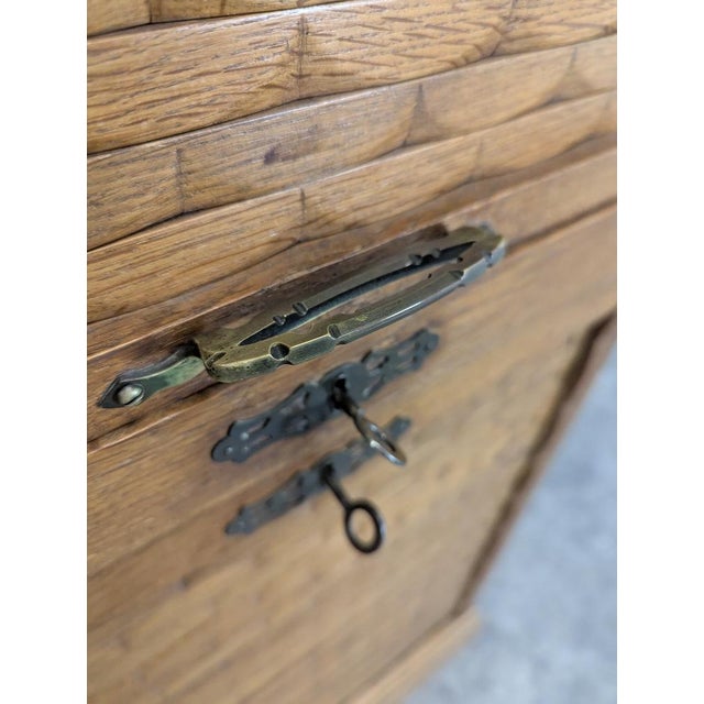 Mid-Century Oak Roll-Top Bar Cabinet For Sale - Image 9 of 11