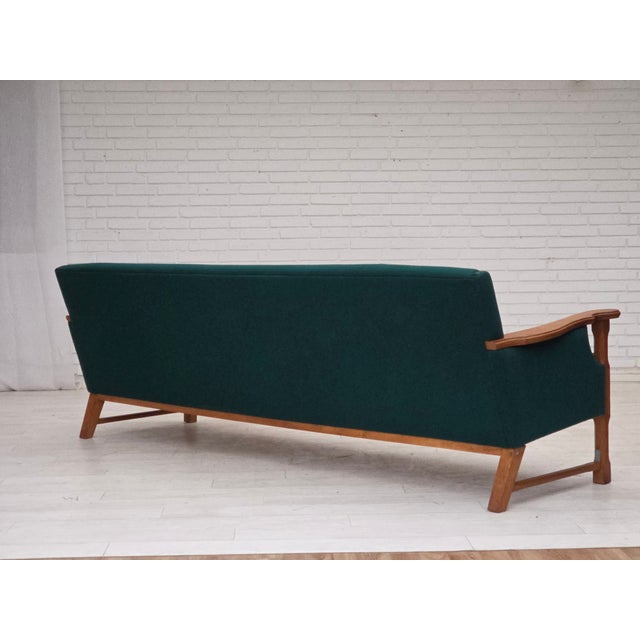 Wood Vintage Danish Four-Seater Sofa in Furniture Wool and Oak, 1970s For Sale - Image 7 of 18