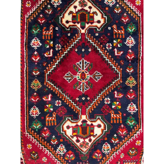 Wool on wool pile genuine hand made vintage Persian Qashqayi-