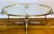 Maison Jansen Vintage Jansen Style Neoclassical Oval Brushed Steel & Brass Glass Top Coffee Cocktail Table For Sale - Image 4 of 11