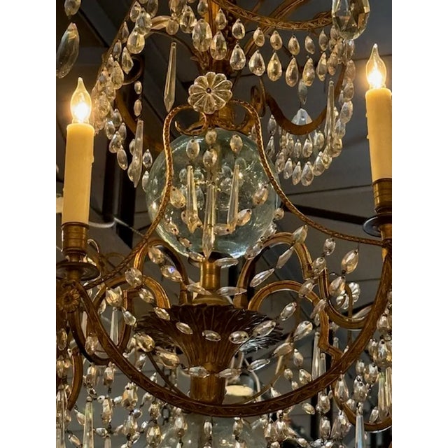 19th Century Gilt Brass and Crystal Swedish Chandelier For Sale - Image 10 of 11