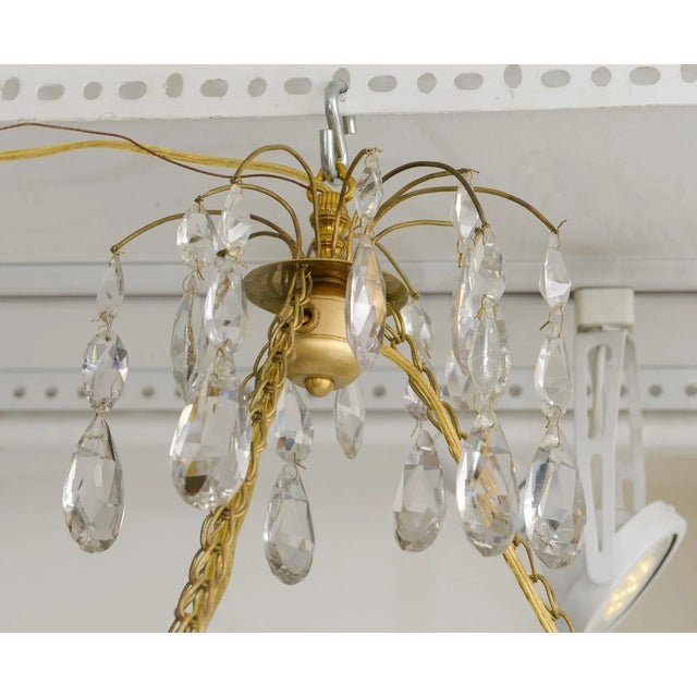 Metal Antique Swedish Brass Fixture With Opaline Glass in the Neoclassic Manner For Sale - Image 7 of 10