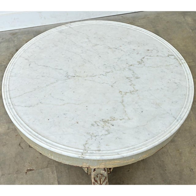 French 19th Century White Marble Top Gueridon with Painted Finish For Sale - Image 14 of 17