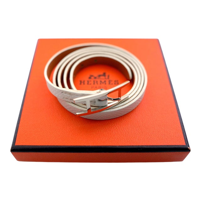 Hermes Hapi 4 Tours White Togo Leather Bracelet, C. 2007 For Sale