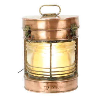 Large Antique Red Copper Ships Lantern For Sale