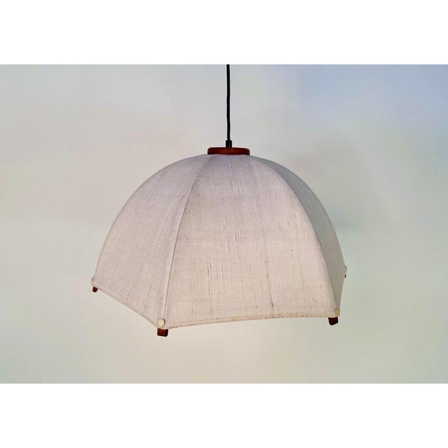 Postmodern Height-Adjustable Umbrella Hanging Lamp in Teak from Domus, 1980s For Sale - Image 12 of 18