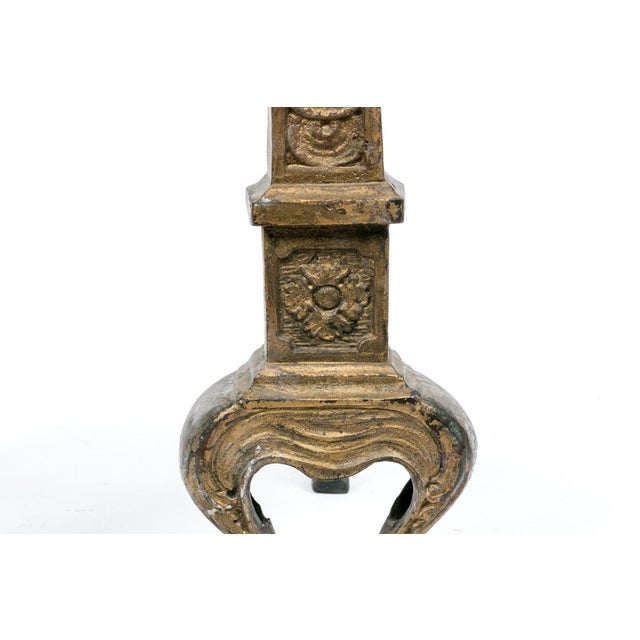 Antique Brass Fireplace Andirons For Sale In New York - Image 6 of 7