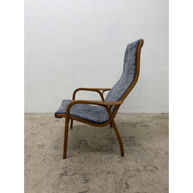 Modern Yngve Ekström Lamino Teak Wood Frame Armchair With Sheepskin Fabric for Swedese For Sale - Image 3 of 16