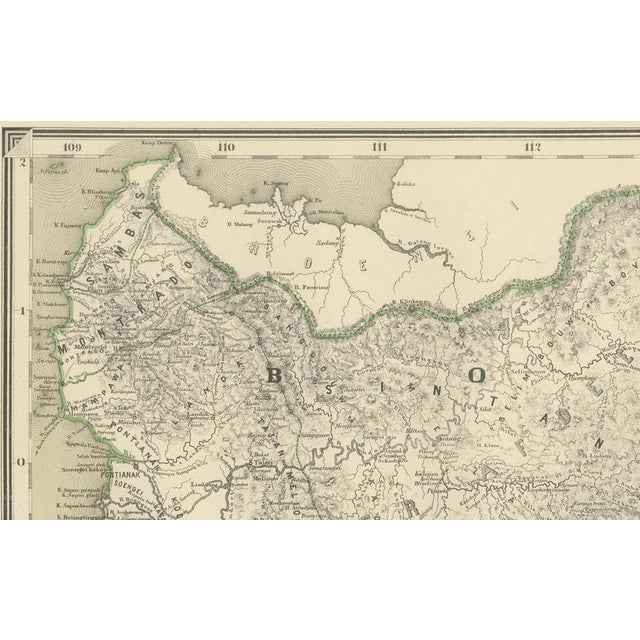 Antique Maps of Western and Southern Borneo in the Dutch East Indies, 1884, Set of 2 For Sale - Image 4 of 12