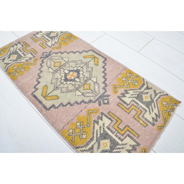 Vintage Turkish Mini Rug For Sale - Image 4 of 5