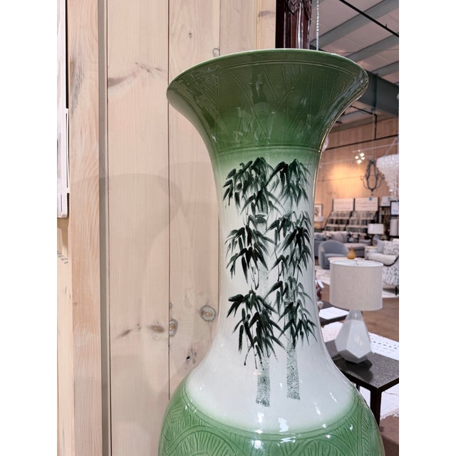Pair of Vintage Chinese Celadon Porcelain Floor Vases For Sale In New York - Image 6 of 11