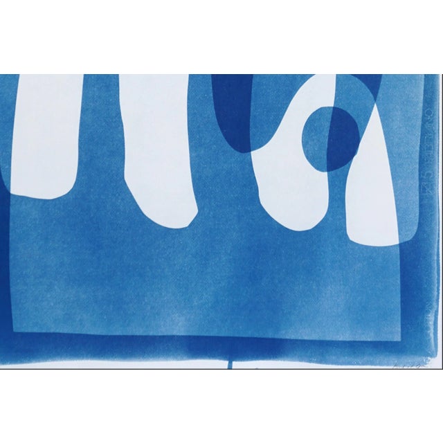 Modern 2024, Modern Landscape Style, Handmade Unique Monotype Cyanotype on Watercolor Paper by Kind of Cyan For Sale - Image 3 of 8
