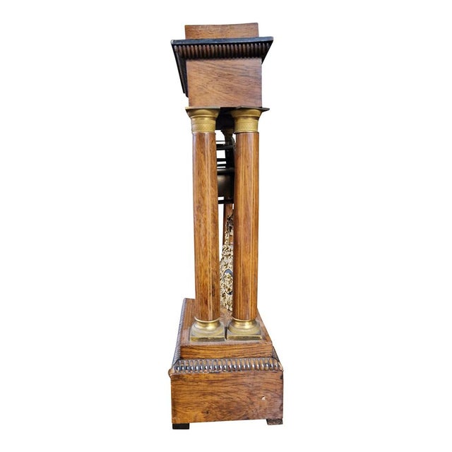 Wood Empire Inlaid Walnut Portal Clock, France, 1850s For Sale - Image 7 of 8