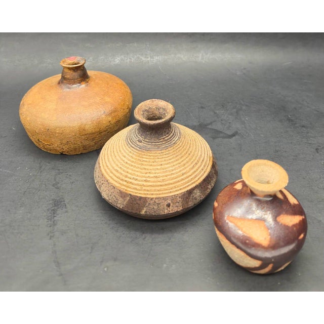 Ceramic Vintage Studio Pottery Stoneware Bud Vases, Lot of 3 For Sale - Image 7 of 15