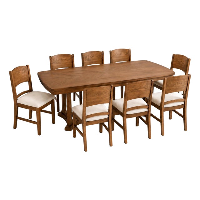 Mid Century Modern Dining Table & Chairs Set For Sale