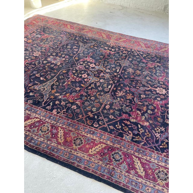 Semi-Antique Kelleh Garrus Design Berry, Plum, Indigo, with Gorgeous Highlight Colors Rug 7.9 x 16.3 For Sale - Image 13 of 15