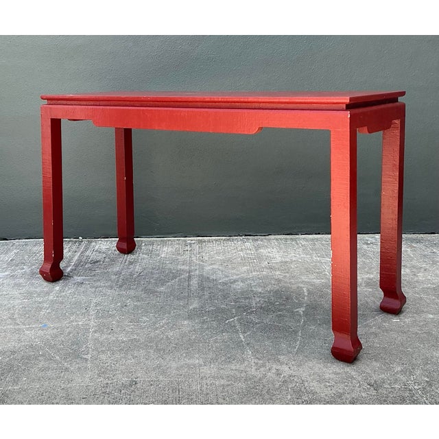 Vintage Grasscloth Ming Console Table For Sale - Image 9 of 12