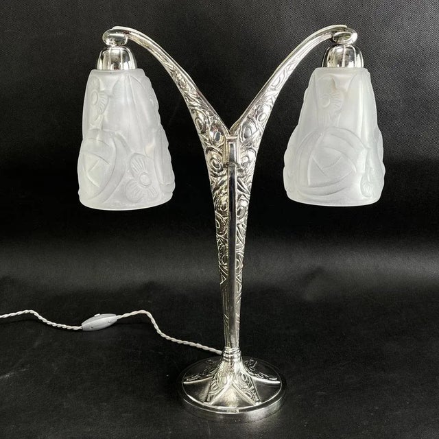 Art Deco Degué Table Lamps from Verrerie Dart Degué, 1920s, Set of 2 For Sale - Image 6 of 12