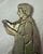 1920s Big Antique Handmade Figural Green Iridescent Glaze Man Pottery Wall Tile Art For Sale - Image 5 of 11