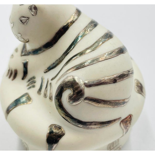 1980s Pure Silver & Porcelain Cat Salt and Pepper Set by Emilia Castillo For Sale - Image 10 of 18
