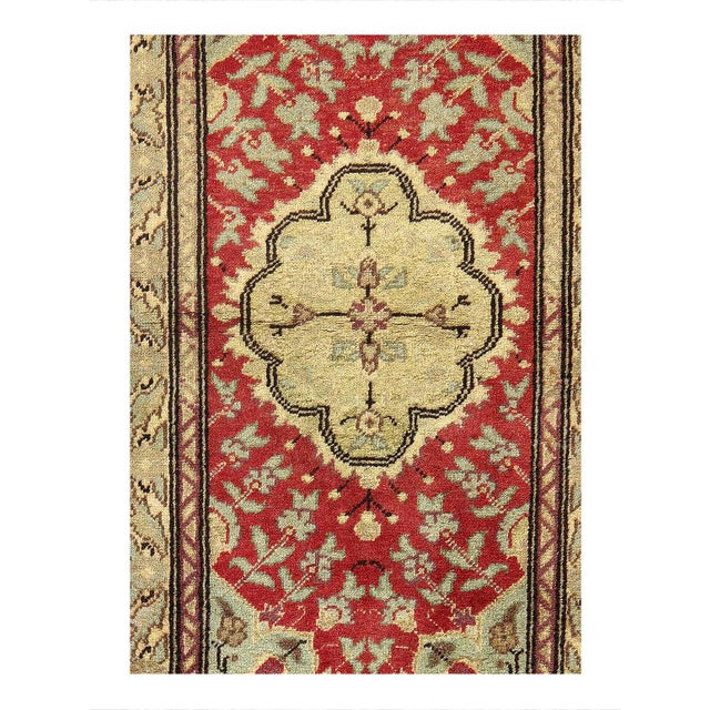 Hand knotted Turkish Oushak rug made of 100% hand-spun lamb's wool rug and all natural dyes. Each rug has a dense, soft...