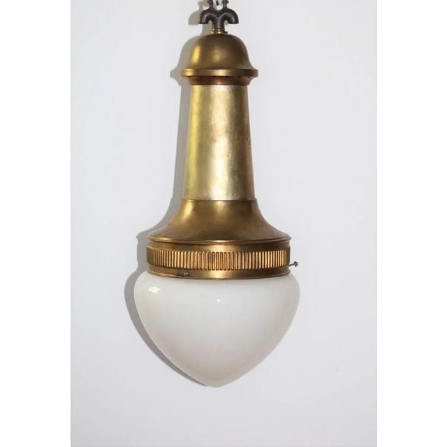 Otto Wagner Large Brass Lamp by Otto Wagner for the Steinhof Hospital Vienna For Sale - Image 4 of 8