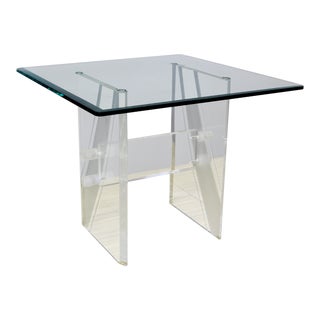 Vintage Clear Lucite Side Table For Sale