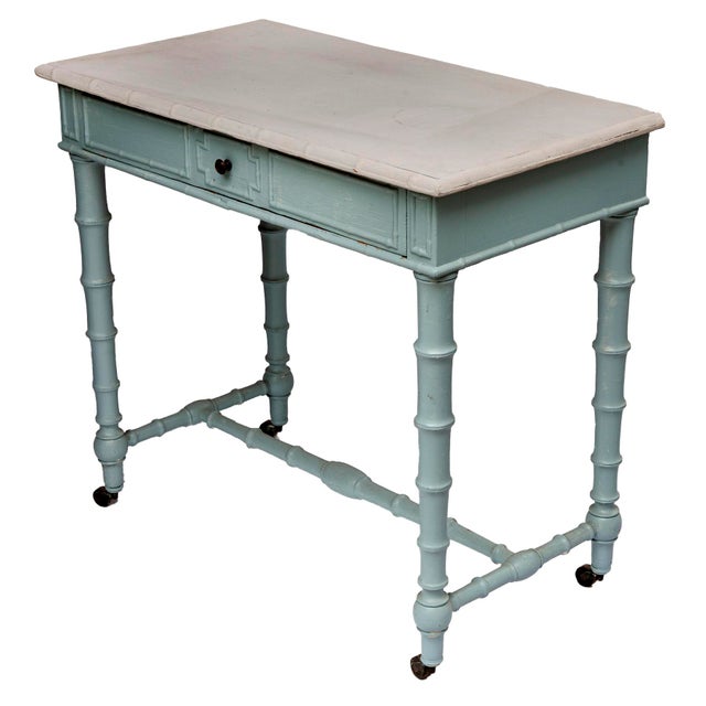 Antique Painted Faux Bamboo Desk W/Drawer For Sale - Image 4 of 8