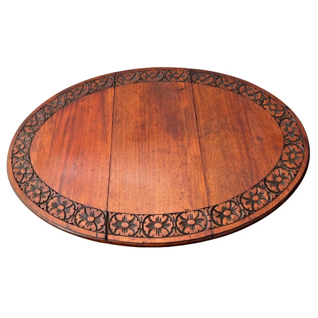 Arts & Crafts Antique Oval Gate Leg Kitchen Table Drop Side Leaf Carved Mahogany Barley Twist For Sale - Image 3 of 13