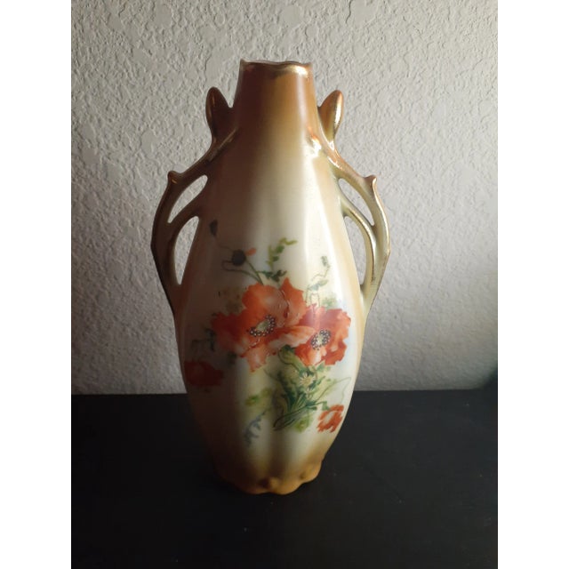 French Antique Austrian Vienna Style Dual Handle Porcelain Vase For Sale - Image 3 of 6