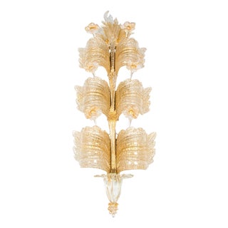 Grand Hotel Wall Sconce in Golden Murano Glass & Brass from Barovier & Toso, 1960s For Sale