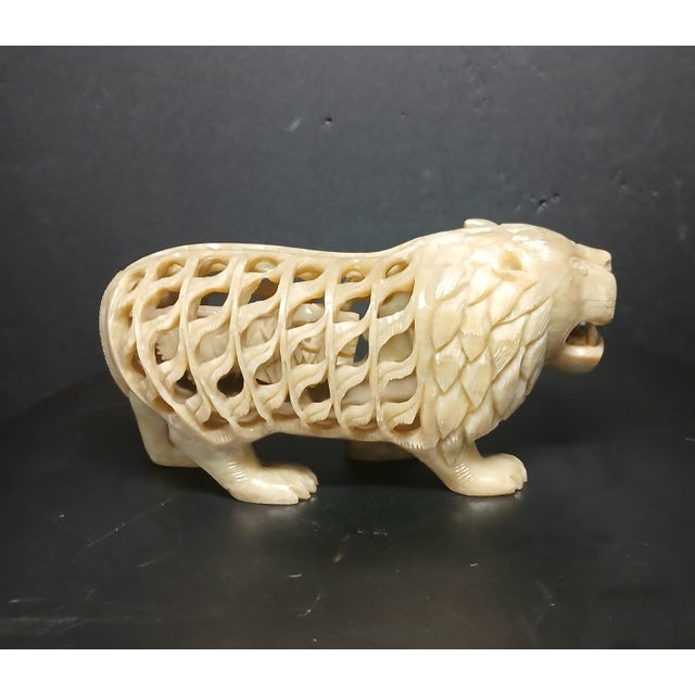 Early 20th Century Antique Chinese Soapstone Carving Lion Inside a Lion Incredible! For Sale - Image 5 of 9