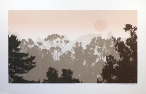 1980 "Treetops" Signed Numbered Art Lithograph of Forest by William Omurcada