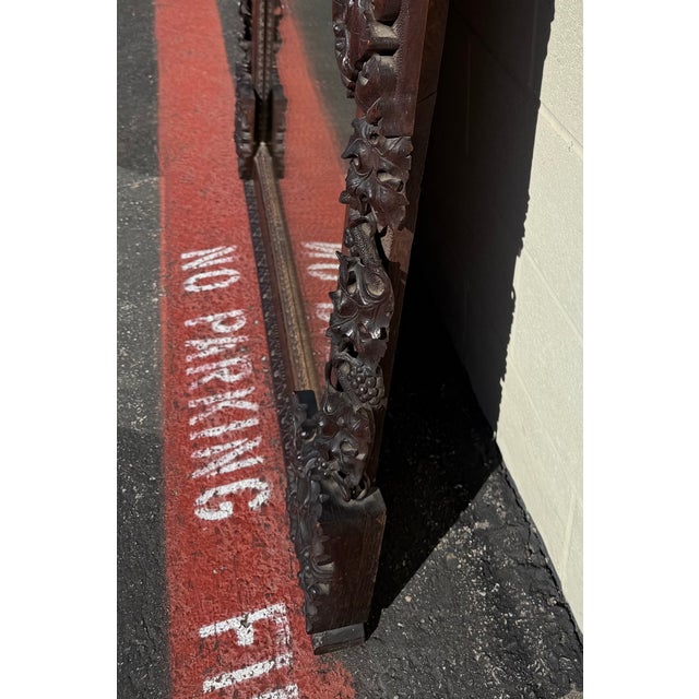 Large Antique Hand-Carved Oak Black Forest Style Figural Wall Mirror For Sale - Image 15 of 18