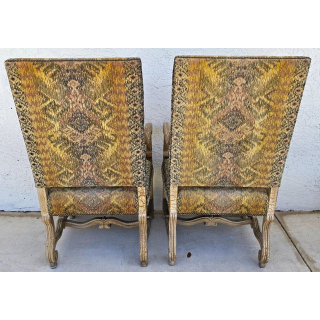 Century Furniture Century Furniture French Louis XIII Os De Mouton Armchairs a Pair For Sale - Image 4 of 16