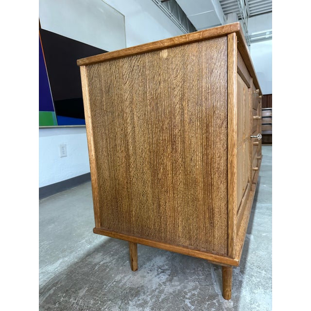 Wood Henning Kjaernulf Mid Century Danish Oak Carved Brutalist Credenza For Sale - Image 7 of 10