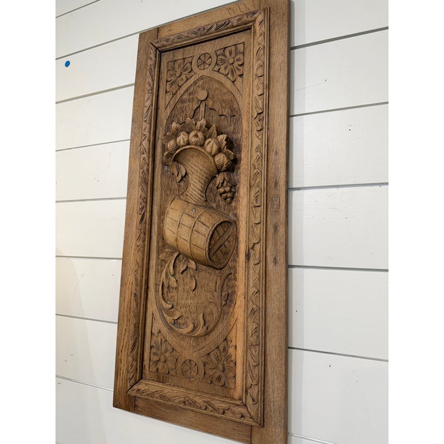 Wood Black Forest Oak Wall Panel Cornucopia Motif For Sale - Image 7 of 8