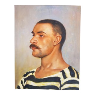 Vintag Handsome Male Oil Painting For Sale