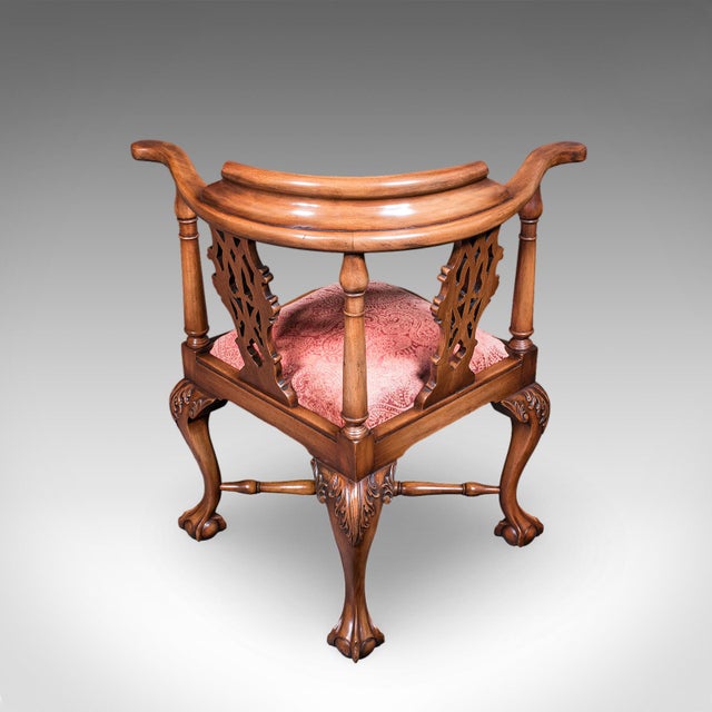Antique Corner Armchair, English, Dressing Seat, Georgian Revival, Edwardian For Sale - Image 4 of 12