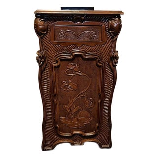 1990s Art Noveau Revival Cabinet - Hand Carved Mahogany. For Sale