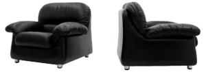 Set of Vintage Black Leather Lounge Chairs, 1970s